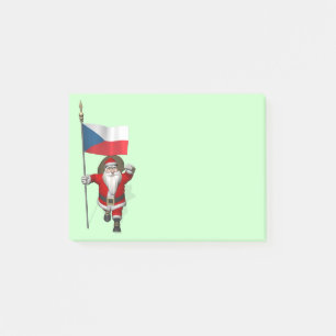 Sweet Santa Claus With Flag Of Czech Republic Post-it Notes