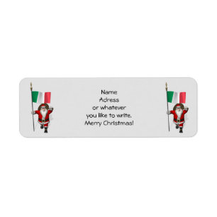 Sweet Santa Claus With Flag Of Italy Label