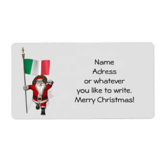 Sweet Santa Claus With Flag Of Italy Label