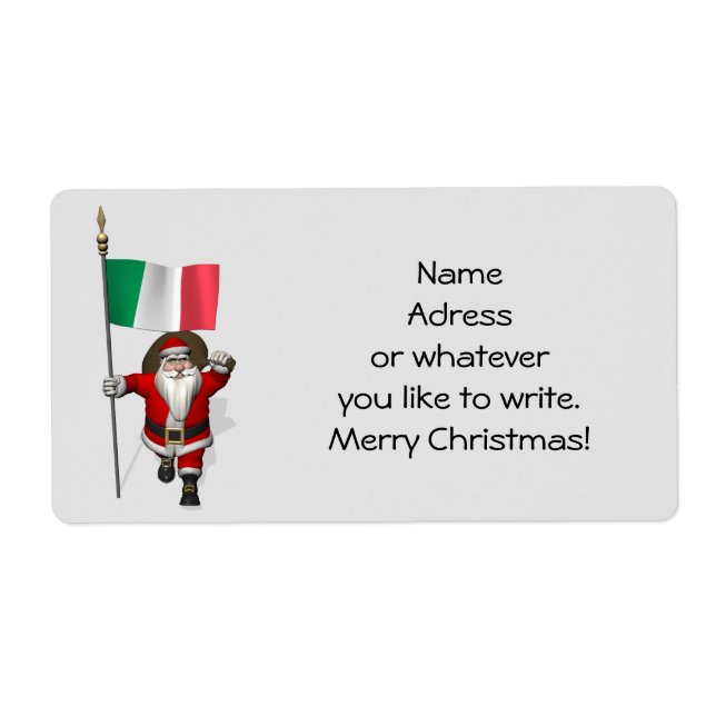 Sweet Santa Claus With Flag Of Italy Label (Front)