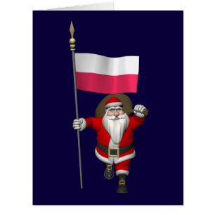 Sweet Santa Claus With Flag Of Poland Cards