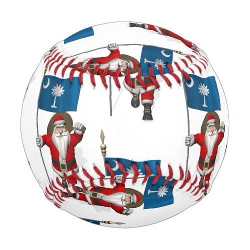 Sweet Santa Claus With Flag Of South Carolina Baseball