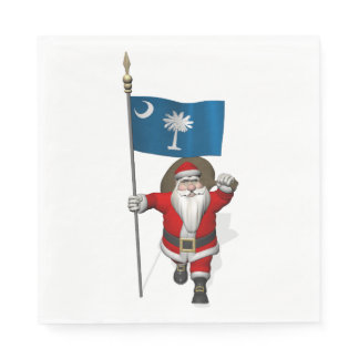 Sweet Santa Claus With Flag Of South Carolina Paper Napkins