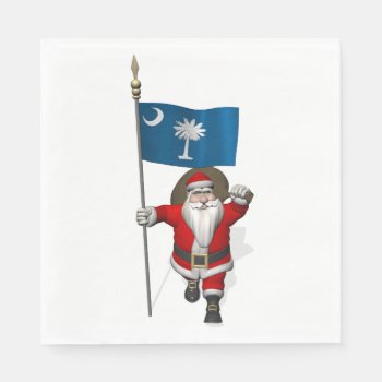 Sweet Santa Claus With Flag Of South Carolina Paper Napkins by santa_claus_usa at Zazzle