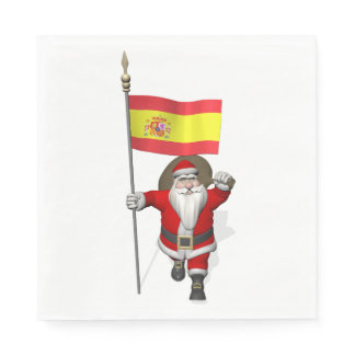 Sweet Santa Claus With Flag Of Spain Napkins