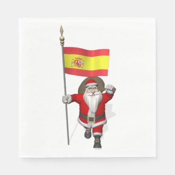 Sweet Santa Claus With Flag Of Spain Napkins by santa_world_flags at Zazzle