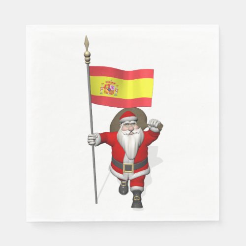 Sweet Santa Claus With Flag Of Spain Napkins
