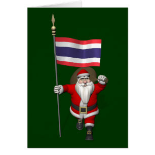 Sweet Santa Claus With Flag Of Thailand Cards