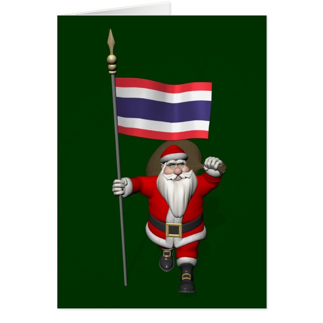 Sweet Santa Claus With Flag Of Thailand Cards (Front)