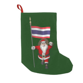 Sweet Santa Claus With Flag Of Thailand Small Christmas Stocking