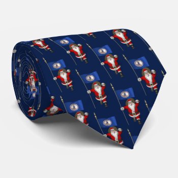 Sweet Santa Claus With Flag Of Virginia Tie by santa_claus_usa at Zazzle