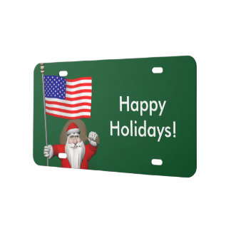 Sweet Santa Claus With Stars And Stripes License Plate