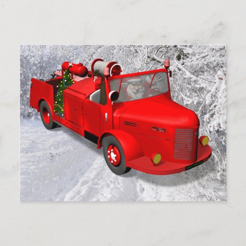 Sweet Santa Firefighter Holiday Postcard