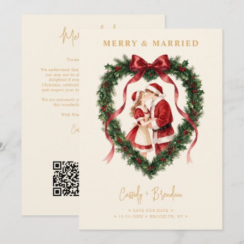 Sweet Santa Kiss Couple Heart Wreath Red TLW26 Save The Date