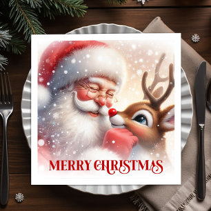 Sweet Santa Rudolph Christmas Party Napkins