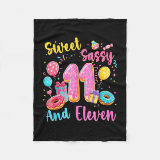 Sweet sassy and eleven 11th birthday sweet donut fleece blanket