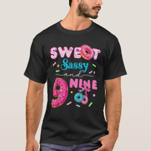Sweet Sassy And Nine 9th Birthday Donut Girl Funny T-Shirt