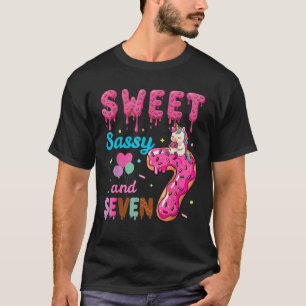 Sweet Sassy And Seven 7th Birthday Donut Unicorn F T-Shirt