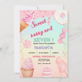 Sweet Sassy and Seven Candy Birthday Invitation