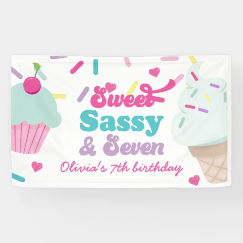 Sweet Sassy and Seven Ice Cream and Cake Birthday Banner