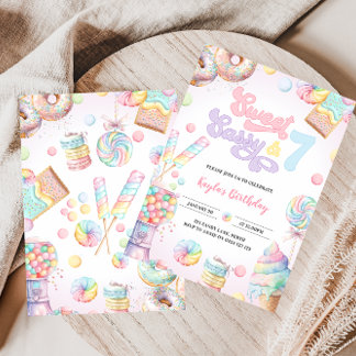 Sweet Sassy and SEVEN Pastel Ice Cream and Cake Invitation