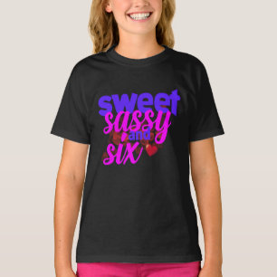 Sweet Sassy and Six 6th Birthday Girl Pink and Pur T-Shirt