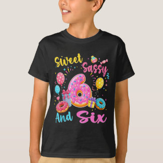 Sweet sassy and six 6th birthday sweet donut theme T-Shirt