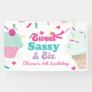 Sweet Sassy and Six Ice Cream and Cake Birthday Banner