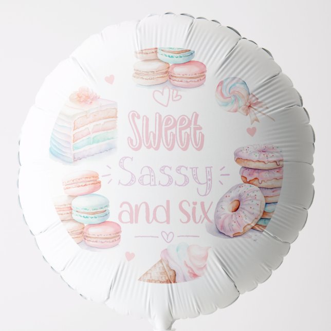 Sweet sassy and six pastel birthday balloon (Front)