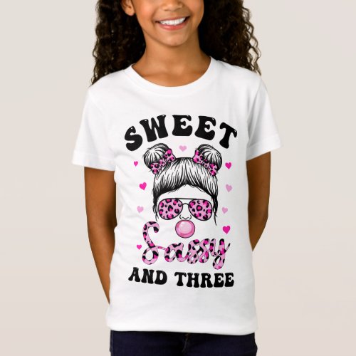 Sweet Sassy And Three Messy Bun Leopard Sunglasses T_Shirt