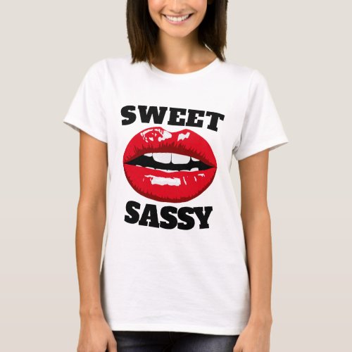 SWEET SASSY RED LIPS Ladies T_Shirts