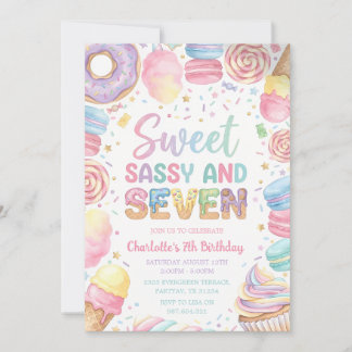 Sweet Sassy Seven 7th Birthday Invitation