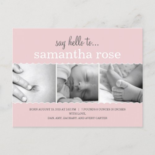 Sweet Scallops Birth Announcement _ Baby Girl