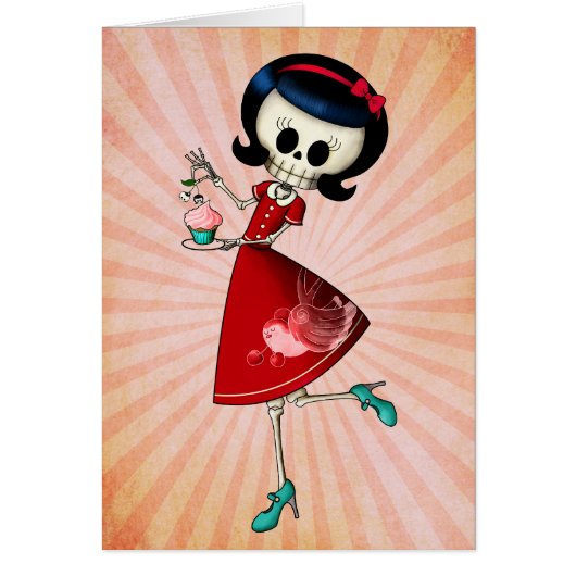 Sweet & Scary Skeleton Girl Cards (Front)