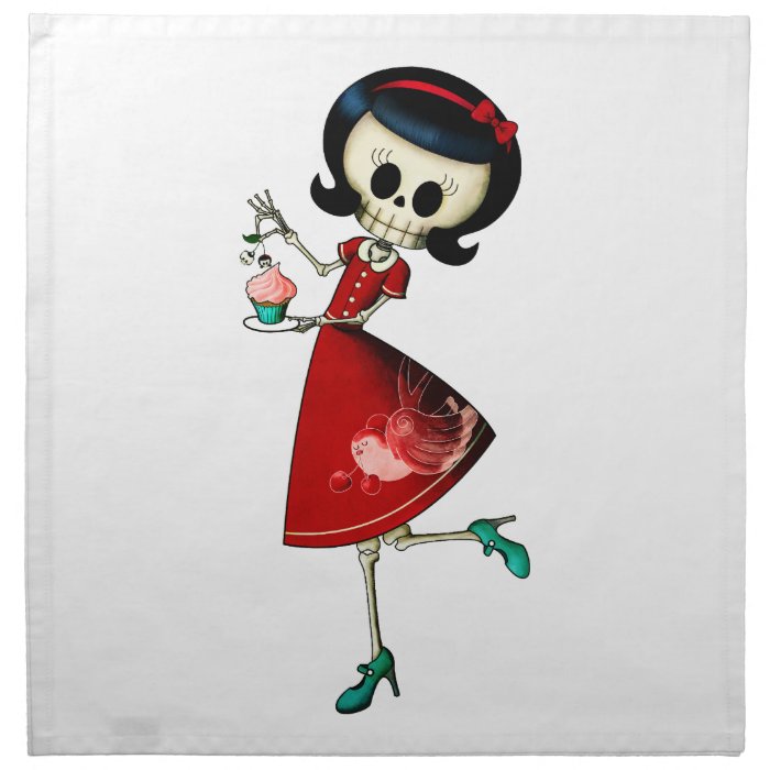 Sweet & Scary Skeleton Girl Printed Napkins