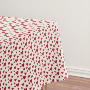 Sweet Scatter Hearts - Cream & Red Tablecloth