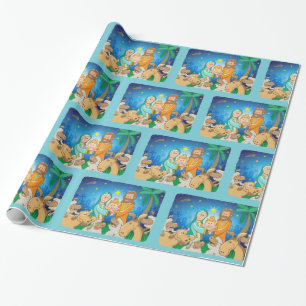 Sweet scene of the nativity of baby Jesus Wrapping Paper