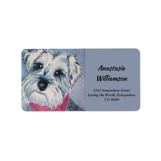 SWEET SCHNAUZER PUPPY ADDRESS LABEL (Front)