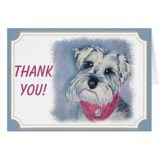 SWEET SCHNAUZER PUPPY DOG THANK YOU (Front Horizontal)