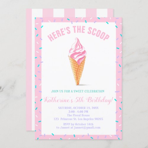 Sweet Scoop Baby Sprinkle Candy shoppe Birthday Invitation