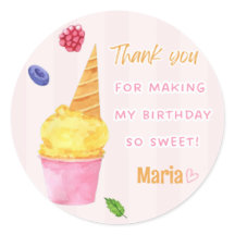 Sweet Scoops Favors Thank You Stickers
