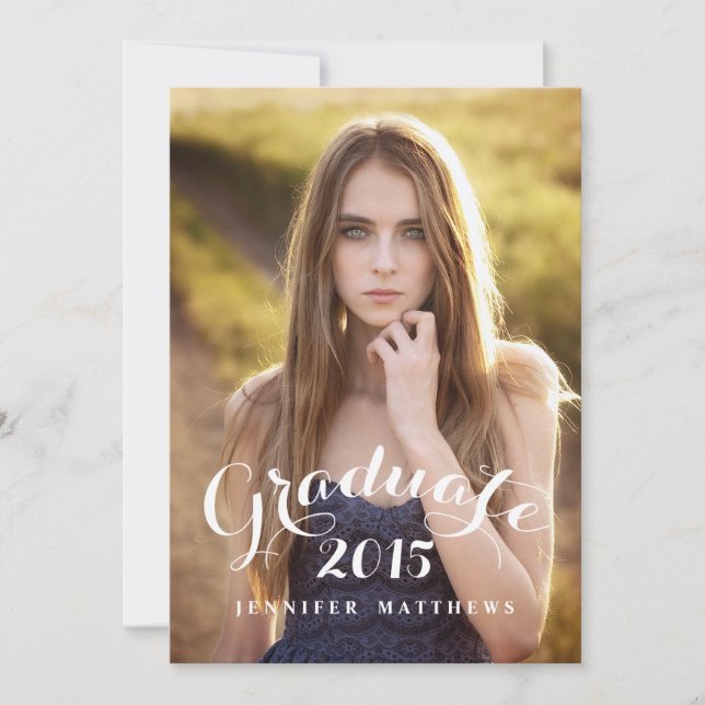 Sweet Script 2015 Photo Graduation Party Invite (Front)