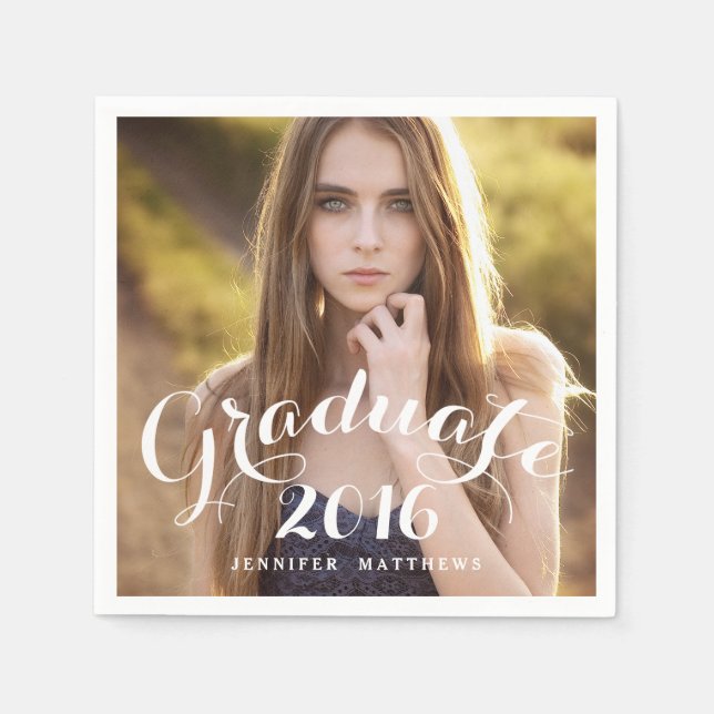Sweet Script | 2016 Graduation Photo Paper Napkins (Front)