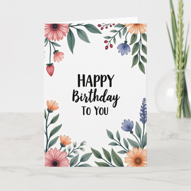 Sweet Script Birthday Card (Front)
