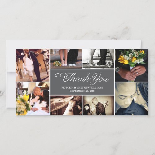 SWEET SCRIPT COLLAGE  WEDDING THANK YOU CARD