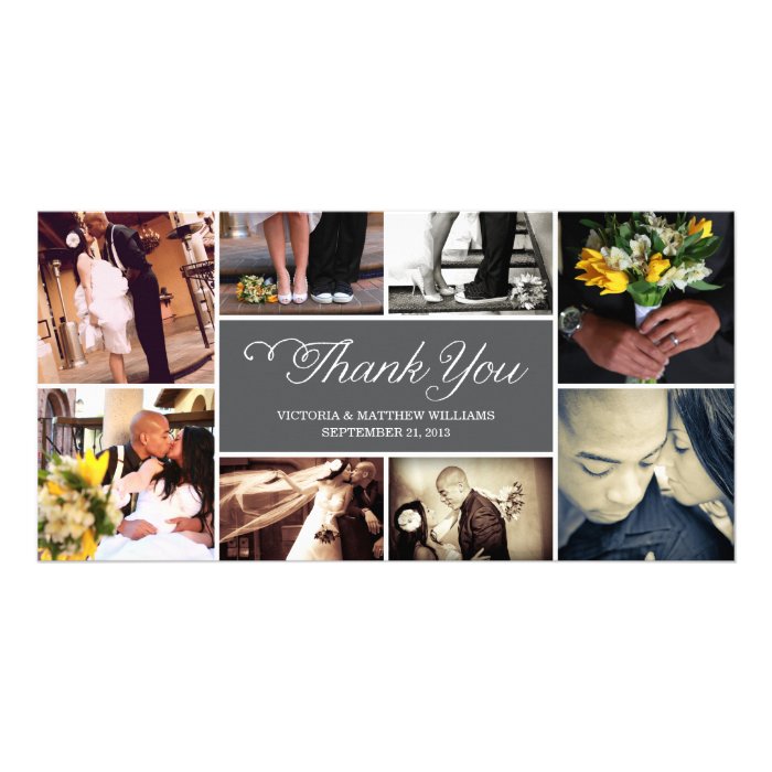 SWEET SCRIPT COLLAGE  WEDDING THANK YOU CARD PHOTO CARDS