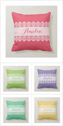 Sweet Script Lace Pillows