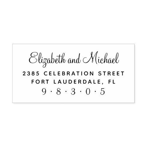 Sweet Script Names Wedding Return Address Rubber Stamp