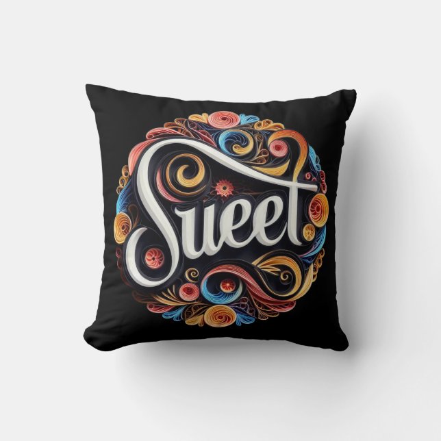 Sweet Script Typography Throw Pillow (Front)