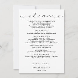 Sweet Script Wedding Itinerary - Wedding Welcome Invitation | Zazzle